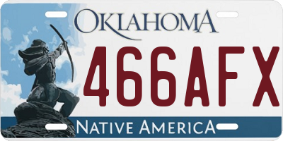 OK license plate 466AFX