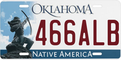 OK license plate 466ALB
