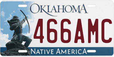 OK license plate 466AMC