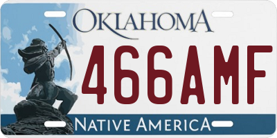 OK license plate 466AMF