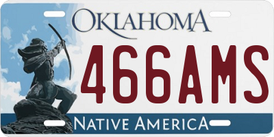 OK license plate 466AMS