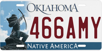OK license plate 466AMY
