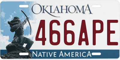 OK license plate 466APE