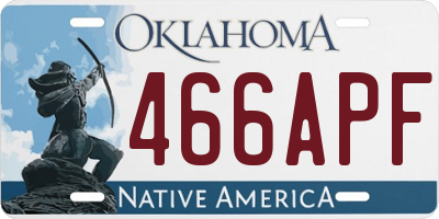 OK license plate 466APF