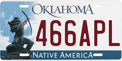 OK license plate 466APL