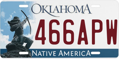 OK license plate 466APW