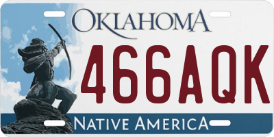 OK license plate 466AQK