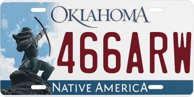 OK license plate 466ARW
