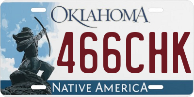 OK license plate 466CHK