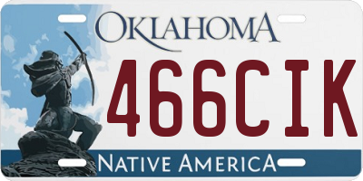 OK license plate 466CIK