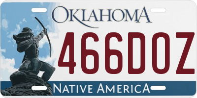 OK license plate 466DOZ