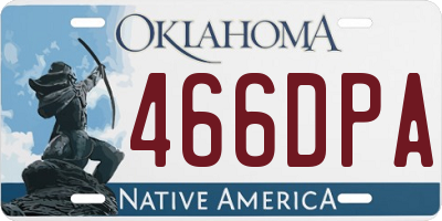 OK license plate 466DPA