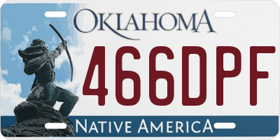 OK license plate 466DPF