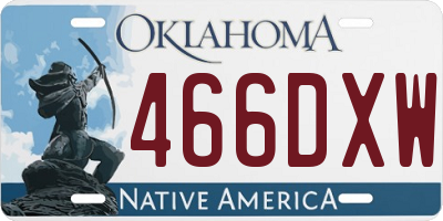 OK license plate 466DXW