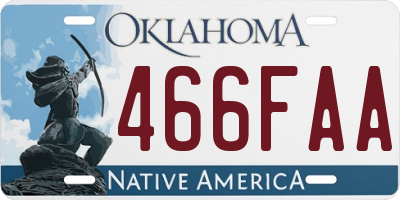 OK license plate 466FAA
