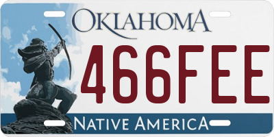 OK license plate 466FEE