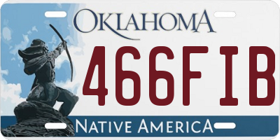 OK license plate 466FIB