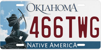 OK license plate 466TWG