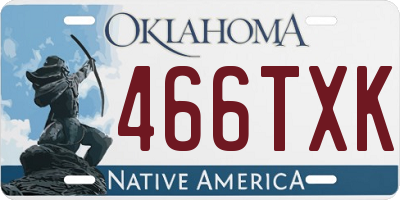 OK license plate 466TXK
