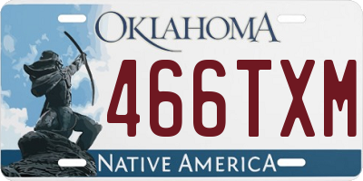 OK license plate 466TXM