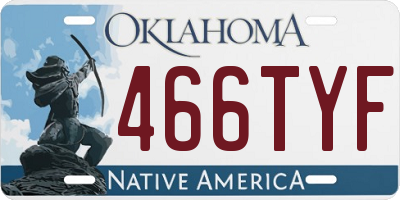 OK license plate 466TYF
