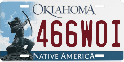 OK license plate 466WOI