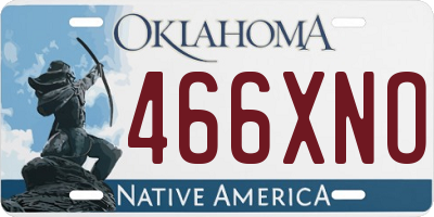 OK license plate 466XNO
