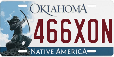 OK license plate 466XON