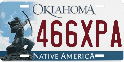 OK license plate 466XPA