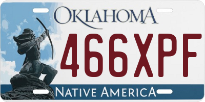 OK license plate 466XPF