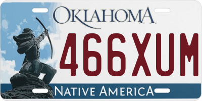 OK license plate 466XUM