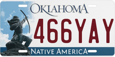 OK license plate 466YAY