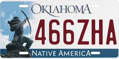 OK license plate 466ZHA