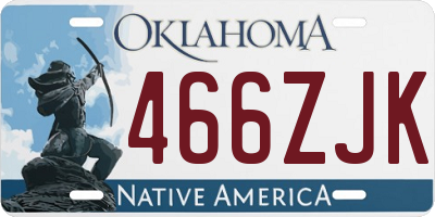 OK license plate 466ZJK
