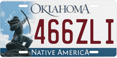 OK license plate 466ZLI