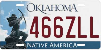 OK license plate 466ZLL