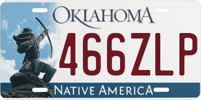 OK license plate 466ZLP