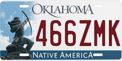 OK license plate 466ZMK