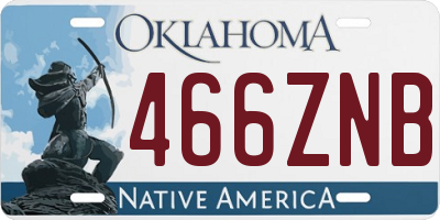 OK license plate 466ZNB