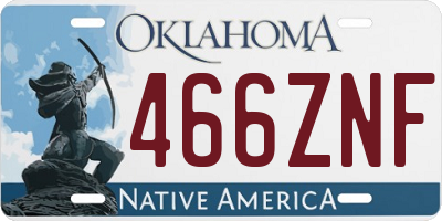 OK license plate 466ZNF