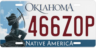OK license plate 466ZOP