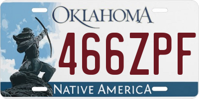 OK license plate 466ZPF