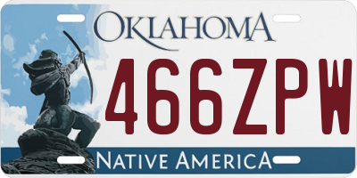 OK license plate 466ZPW