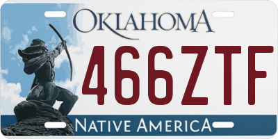 OK license plate 466ZTF