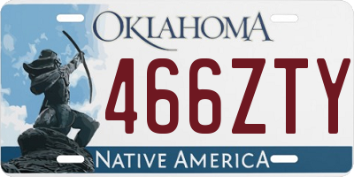 OK license plate 466ZTY