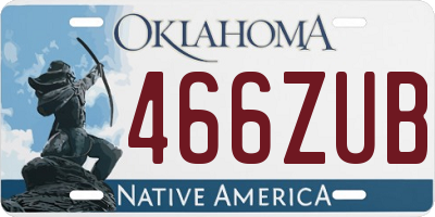 OK license plate 466ZUB