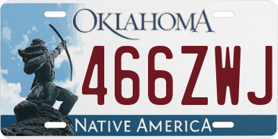 OK license plate 466ZWJ