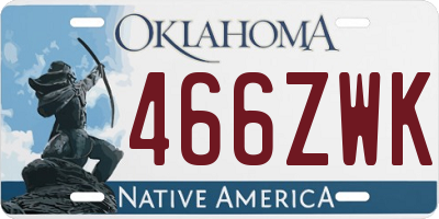 OK license plate 466ZWK