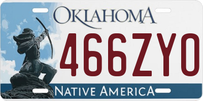 OK license plate 466ZYO