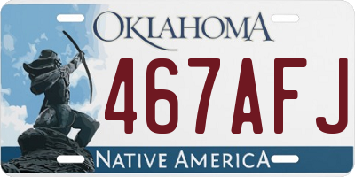 OK license plate 467AFJ